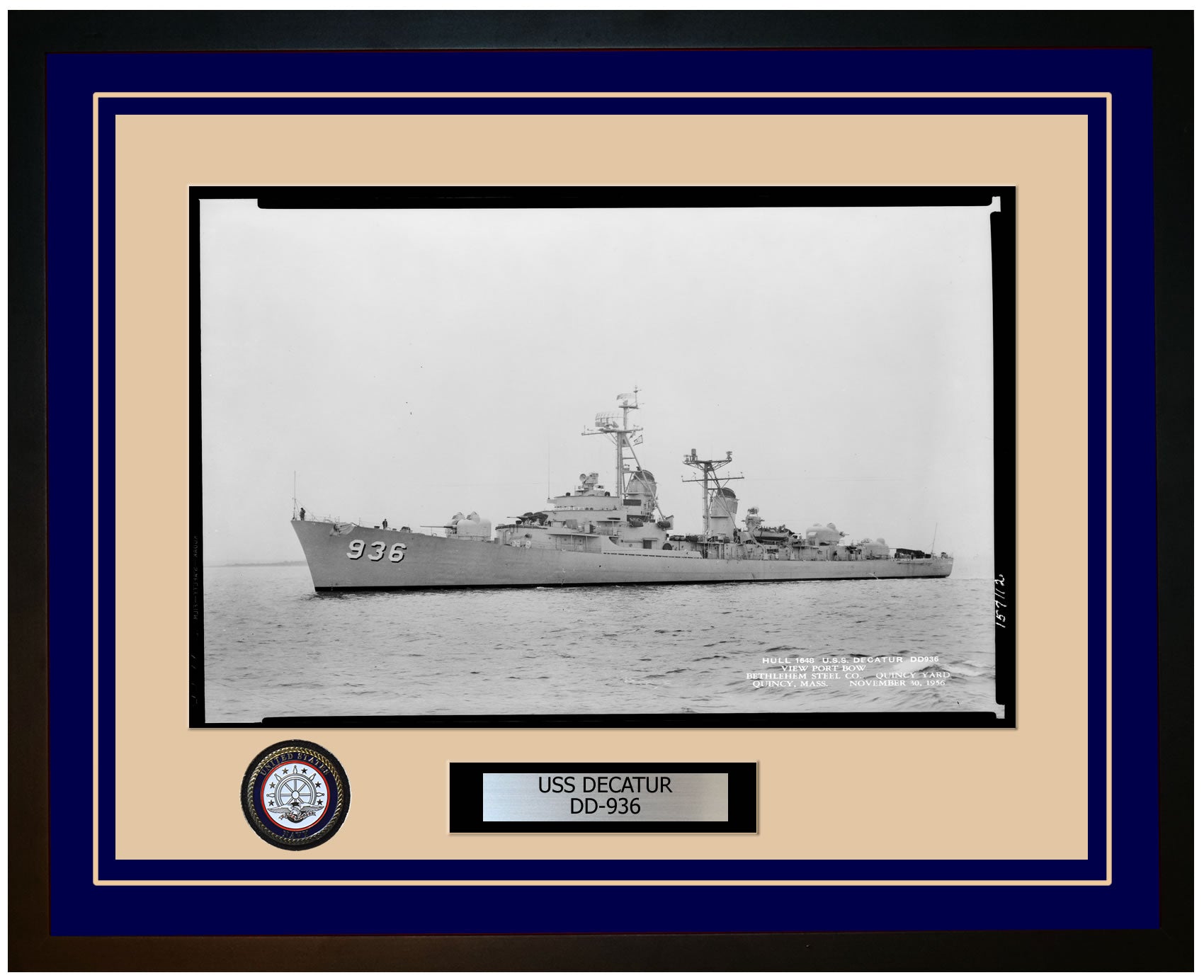 USS DECATUR DD-936 Framed Navy Ship Photo Blue