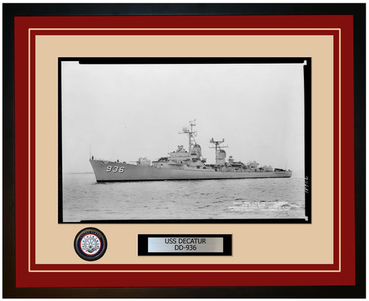 USS DECATUR DD-936 Framed Navy Ship Photo Burgundy