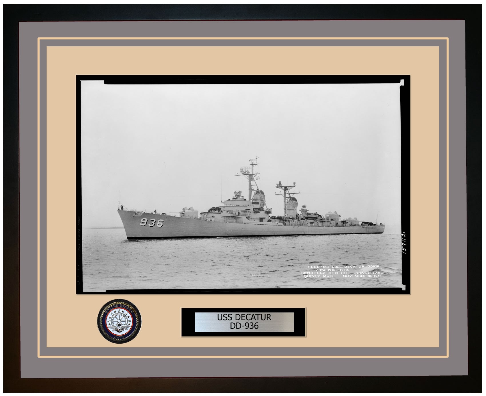 USS DECATUR DD-936 Framed Navy Ship Photo Grey