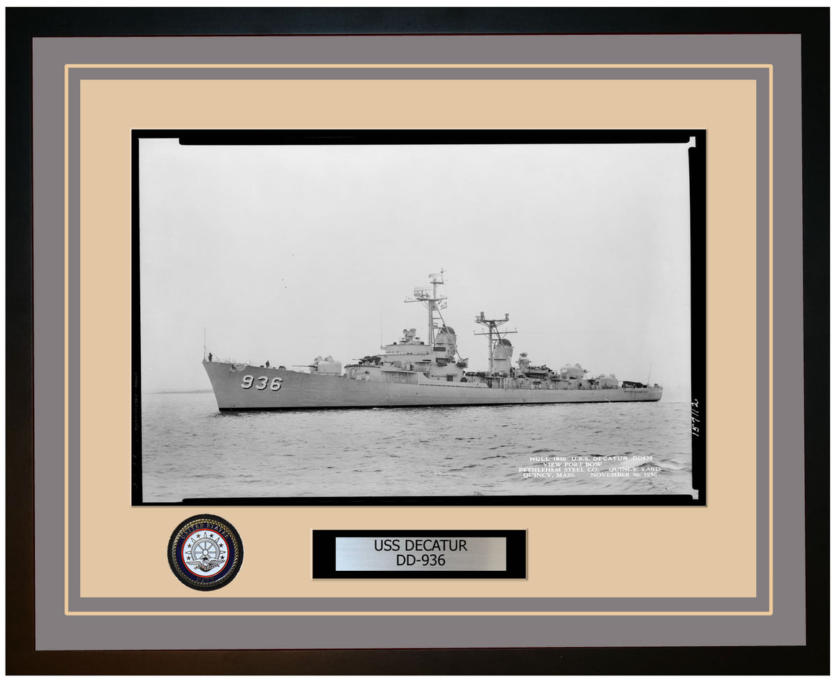 Uss Decatur Insignia USS DECATUR DD-936 Framed Navy Ship Photo Burgundy – Navy Emporium