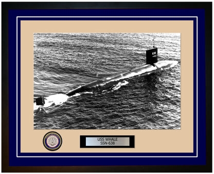 USS Whale SSN-638 Framed Navy Ship Photo Blue