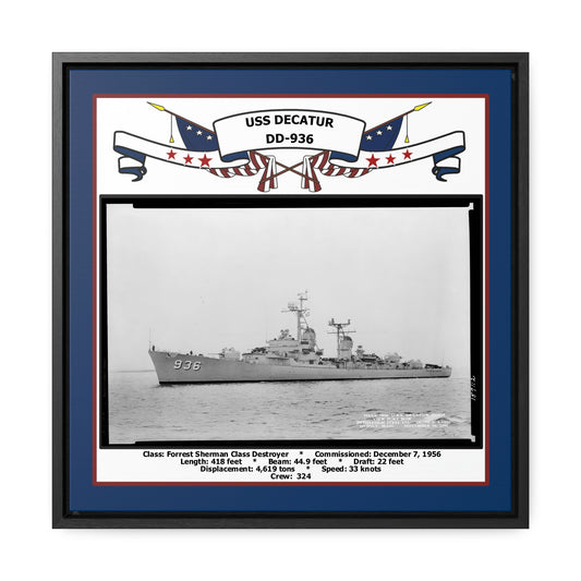USS Decatur DD-936 Navy Floating Frame Photo Front View