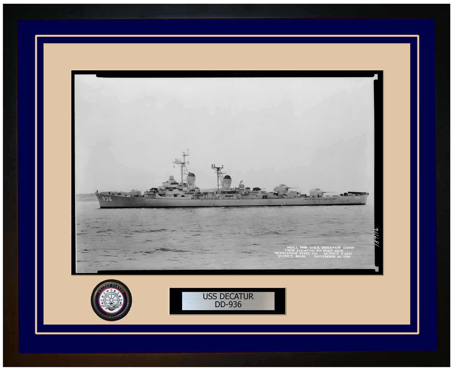 USS DECATUR DD-936 Framed Navy Ship Photo Blue