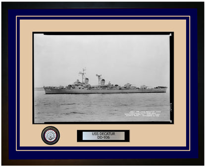 USS DECATUR DD-936 Framed Navy Ship Photo Blue