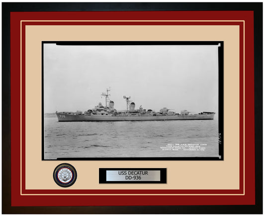 USS DECATUR DD-936 Framed Navy Ship Photo Burgundy