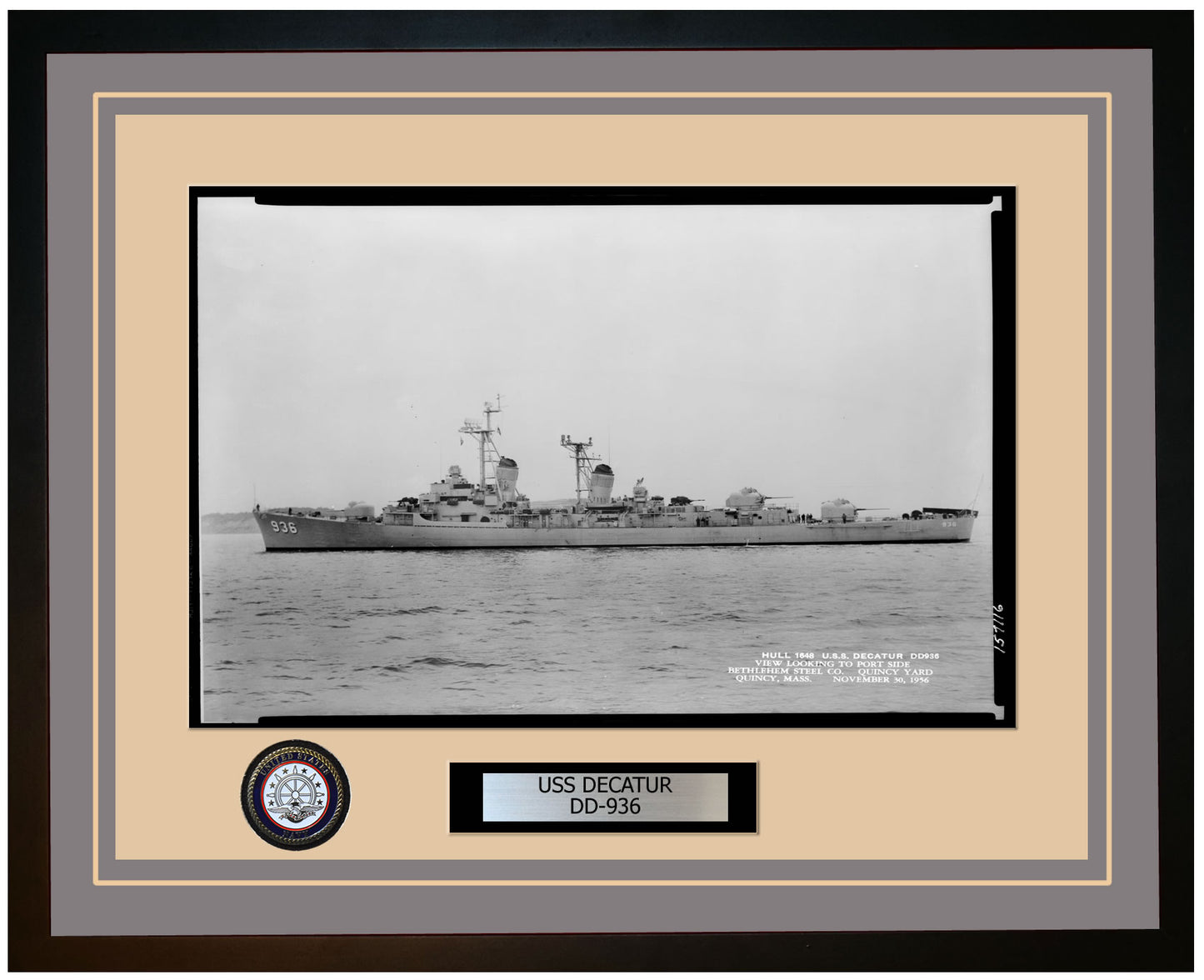 USS DECATUR DD-936 Framed Navy Ship Photo Grey