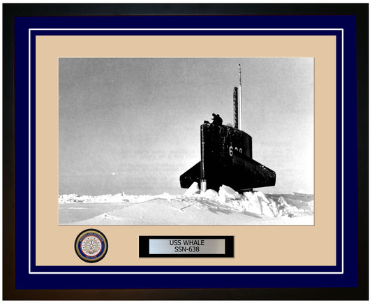 USS Whale SSN-638 Framed Navy Ship Photo Blue