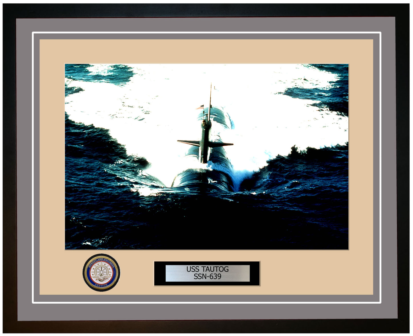 USS Tautog SSN-639 Framed Navy Ship Photo Grey