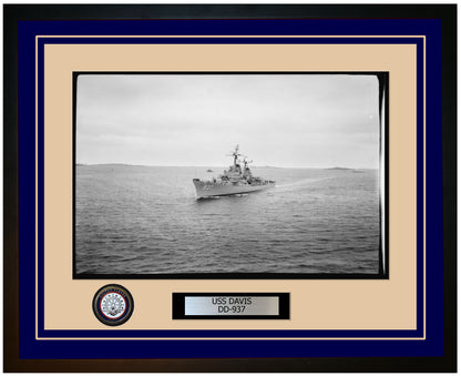 USS DAVIS DD-937 Framed Navy Ship Photo Blue