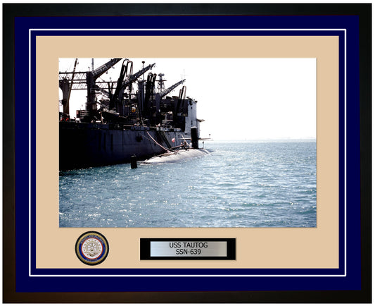 USS Tautog SSN-639 Framed Navy Ship Photo Blue