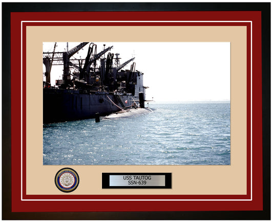 USS Tautog SSN-639 Framed Navy Ship Photo Burgundy