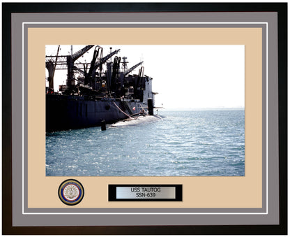 USS Tautog SSN-639 Framed Navy Ship Photo Grey