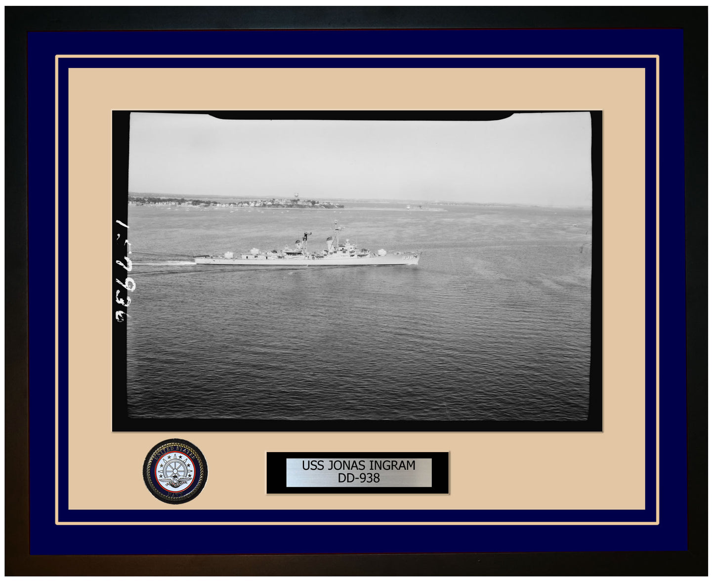 USS JONAS INGRAM DD-938 Framed Navy Ship Photo Blue