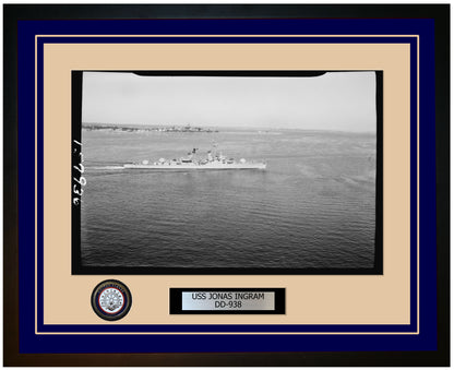 USS JONAS INGRAM DD-938 Framed Navy Ship Photo Blue