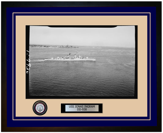 USS JONAS INGRAM DD-938 Framed Navy Ship Photo Blue
