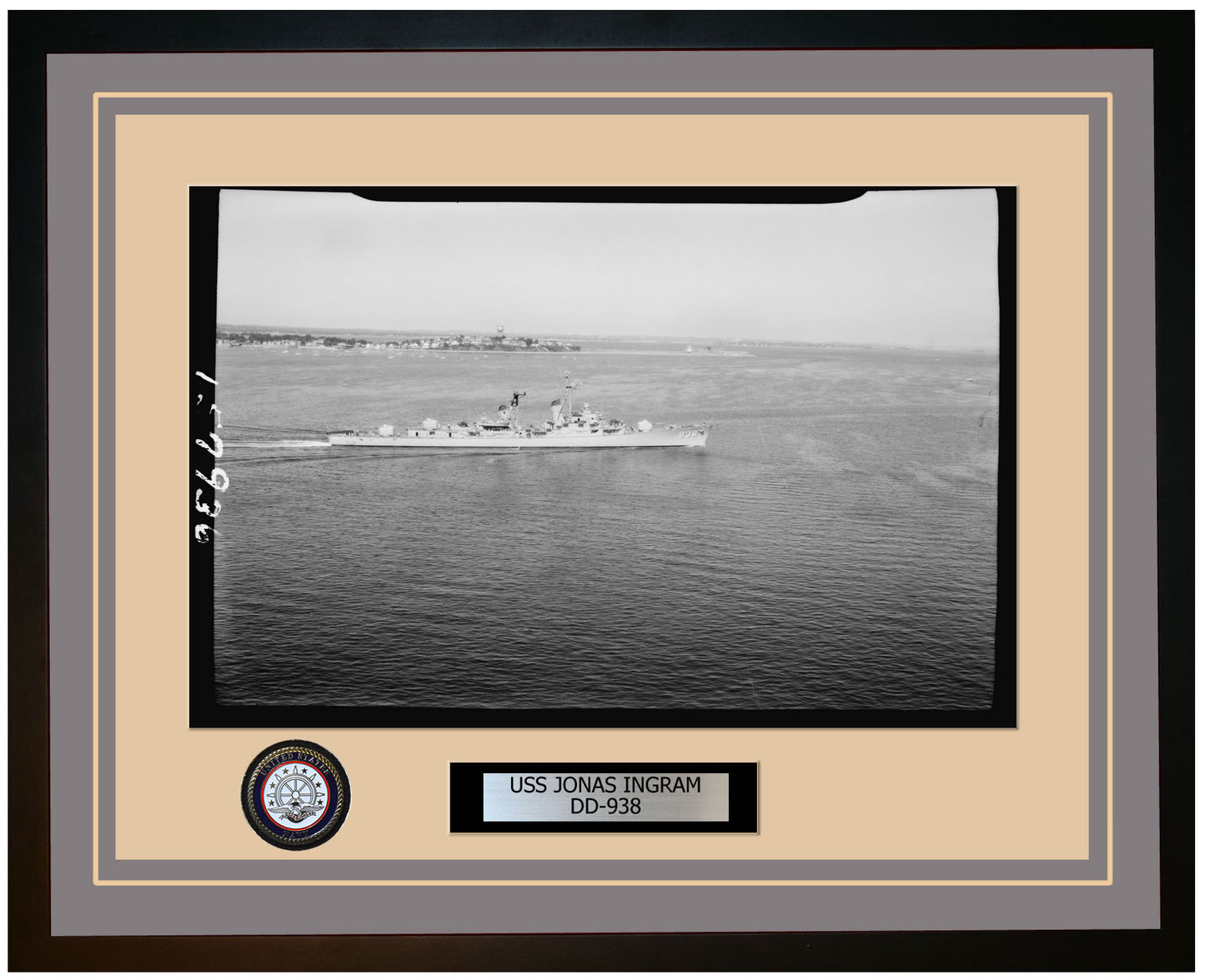 USS JONAS INGRAM DD-938 Framed Navy Ship Photo Grey