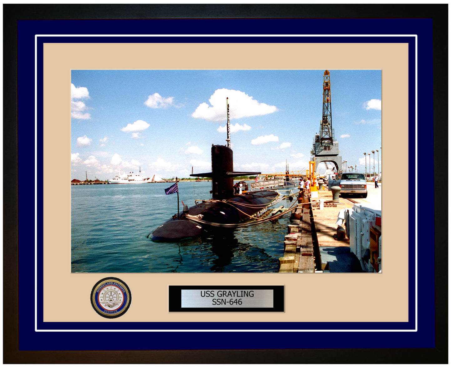 USS Grayling SSN-646 Framed Navy Ship Photo Blue