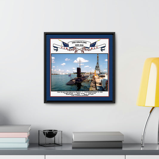 USS Grayling SSN-646 Navy Floating Frame Photo Desk View