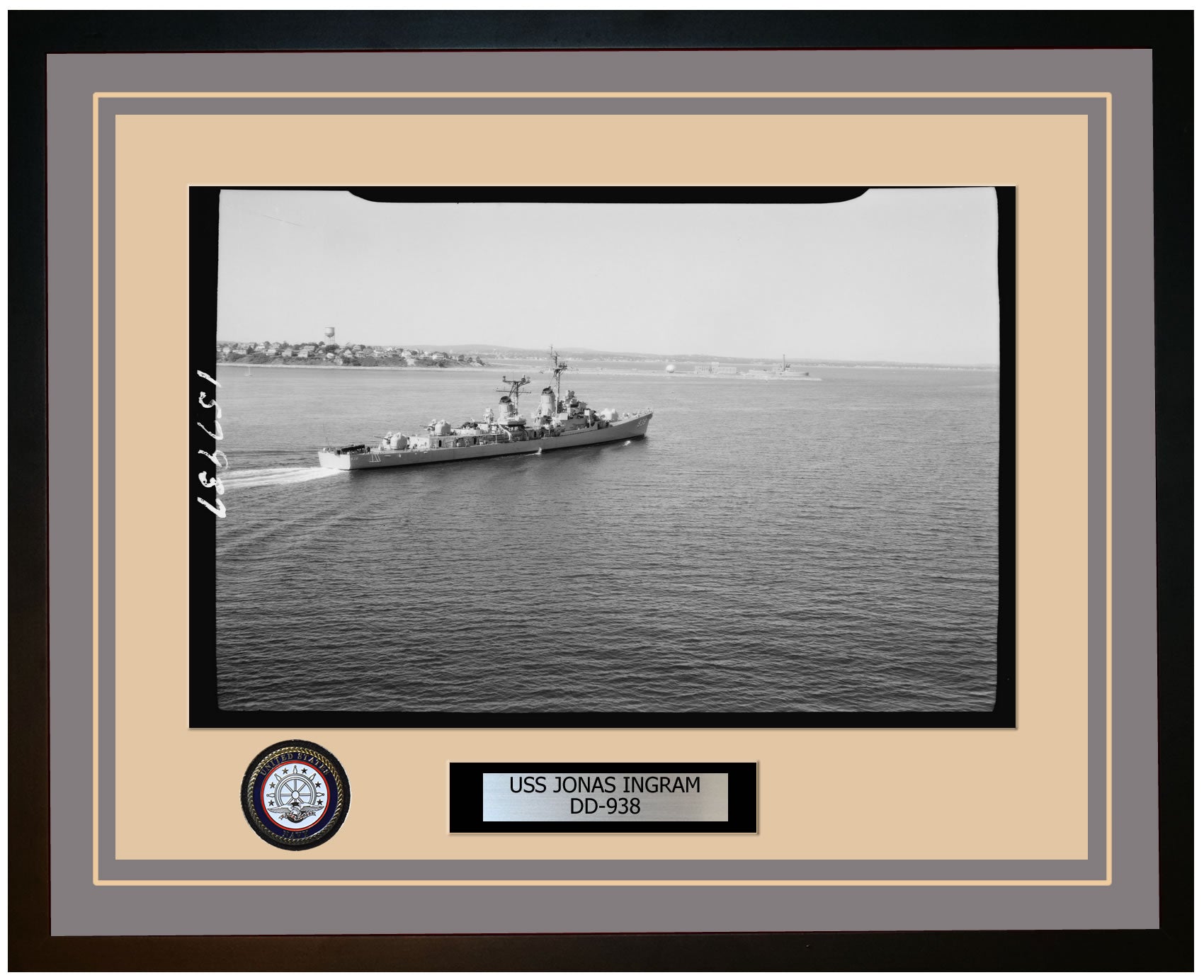 USS JONAS INGRAM DD-938 Framed Navy Ship Photo Grey