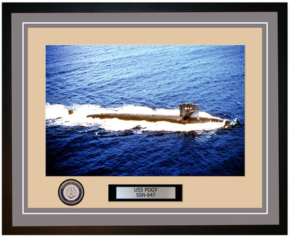 USS Pogy SSN-647 Framed Navy Ship Photo Grey