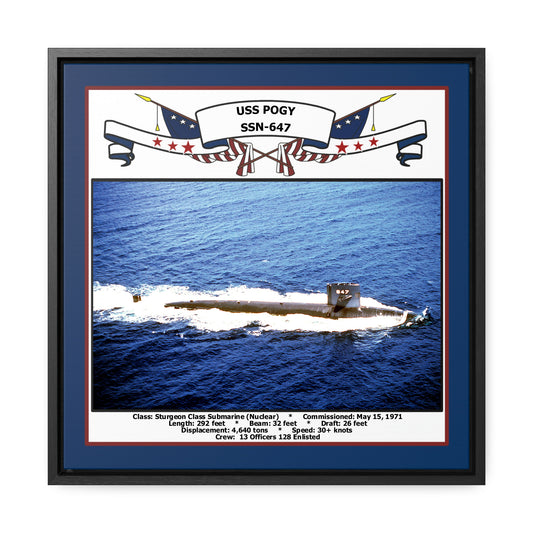 USS Pogy SSN-647 Navy Floating Frame Photo Front View