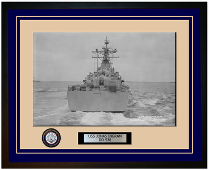 USS JONAS INGRAM DD-938 Framed Navy Ship Photo Blue