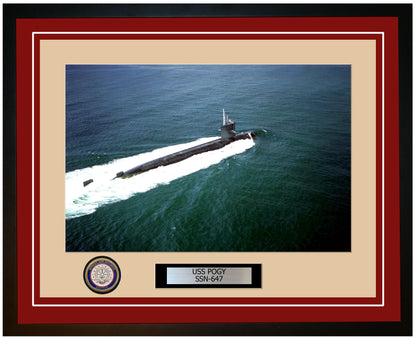 USS Pogy SSN-647 Framed Navy Ship Photo Burgundy