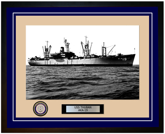 USS Thuban AKA-19 Framed Navy Ship Photo Blue