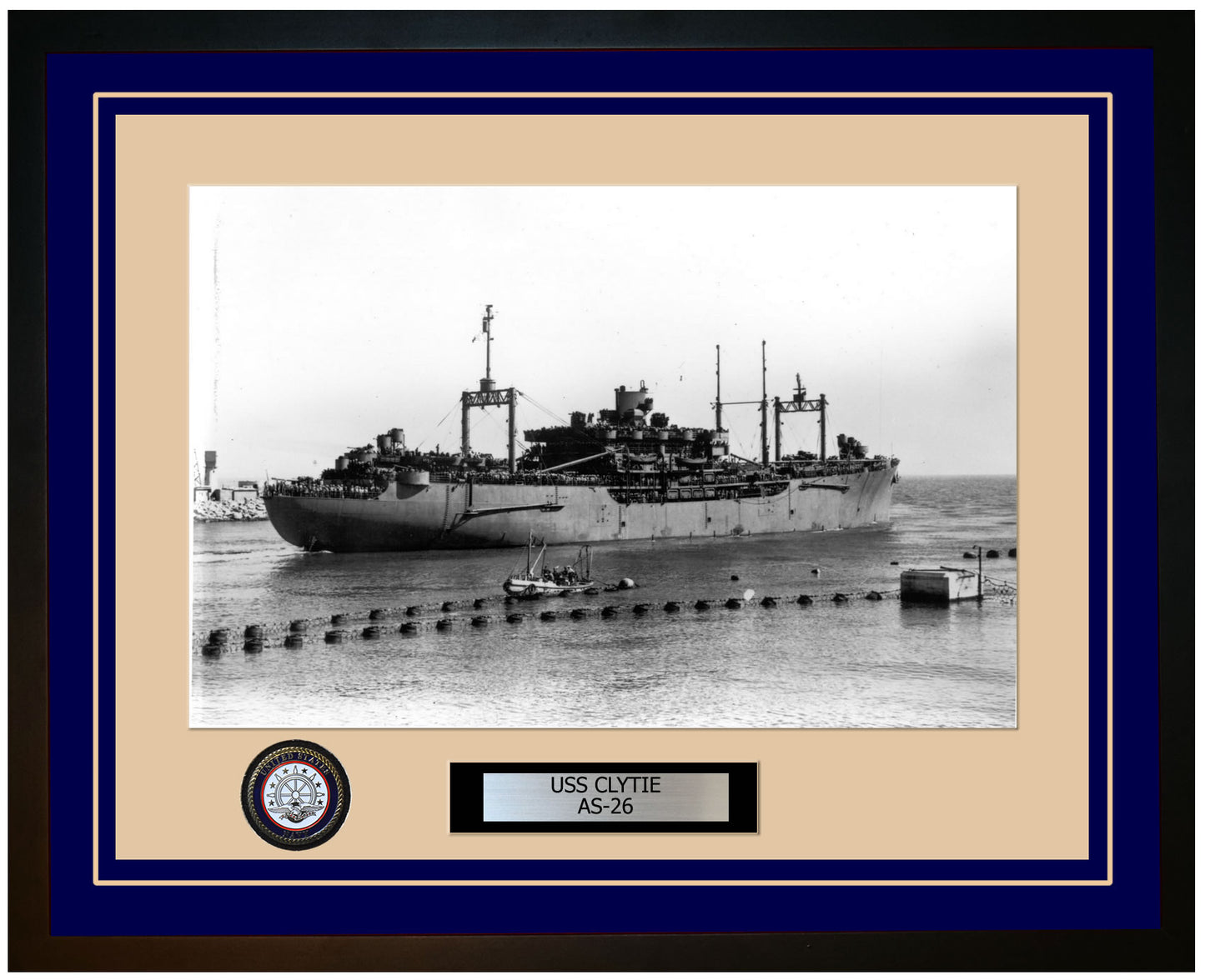 USS CLYTIE AS-26 Framed Navy Ship Photo Blue
