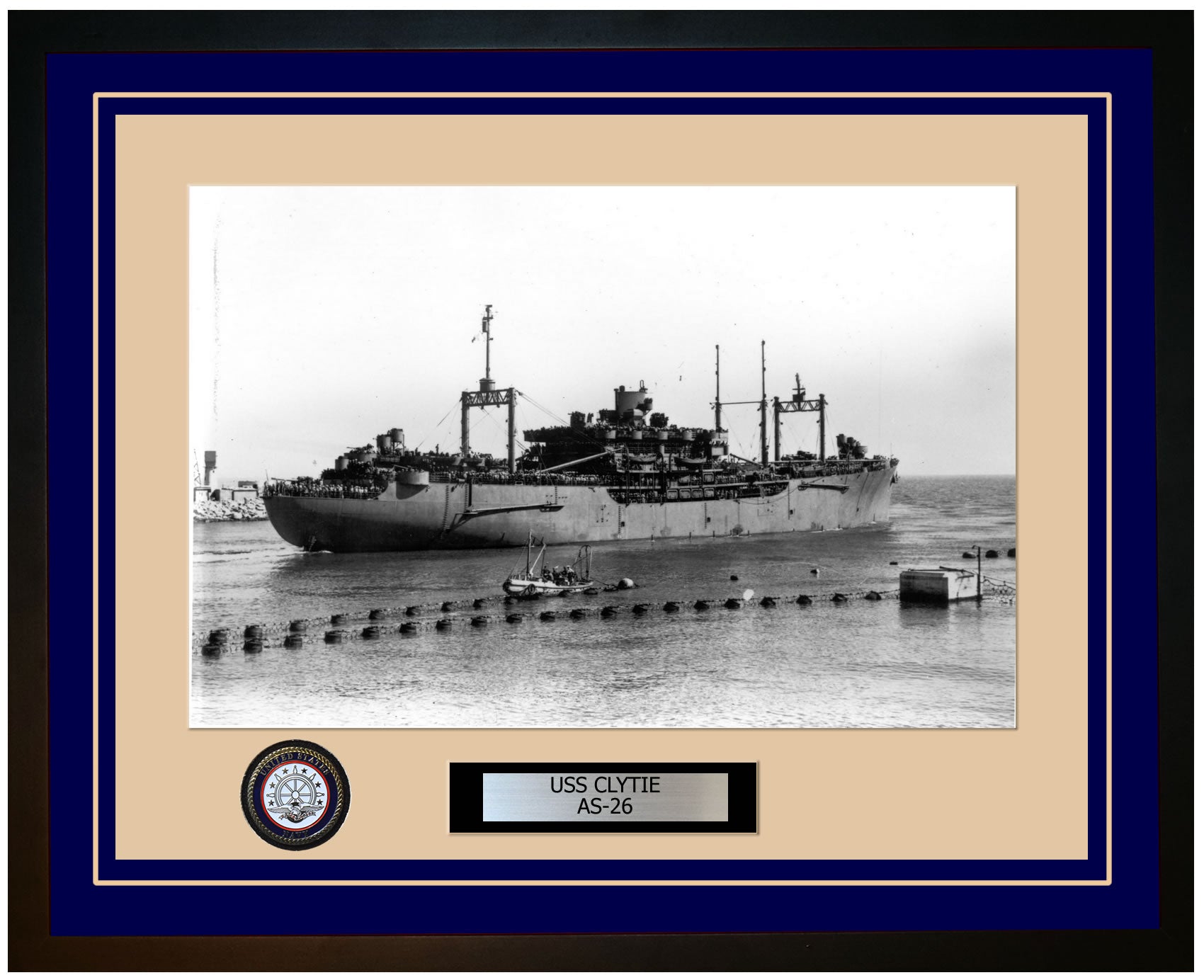 USS CLYTIE AS-26 Framed Navy Ship Photo Blue