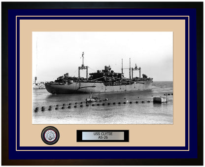 USS CLYTIE AS-26 Framed Navy Ship Photo Blue