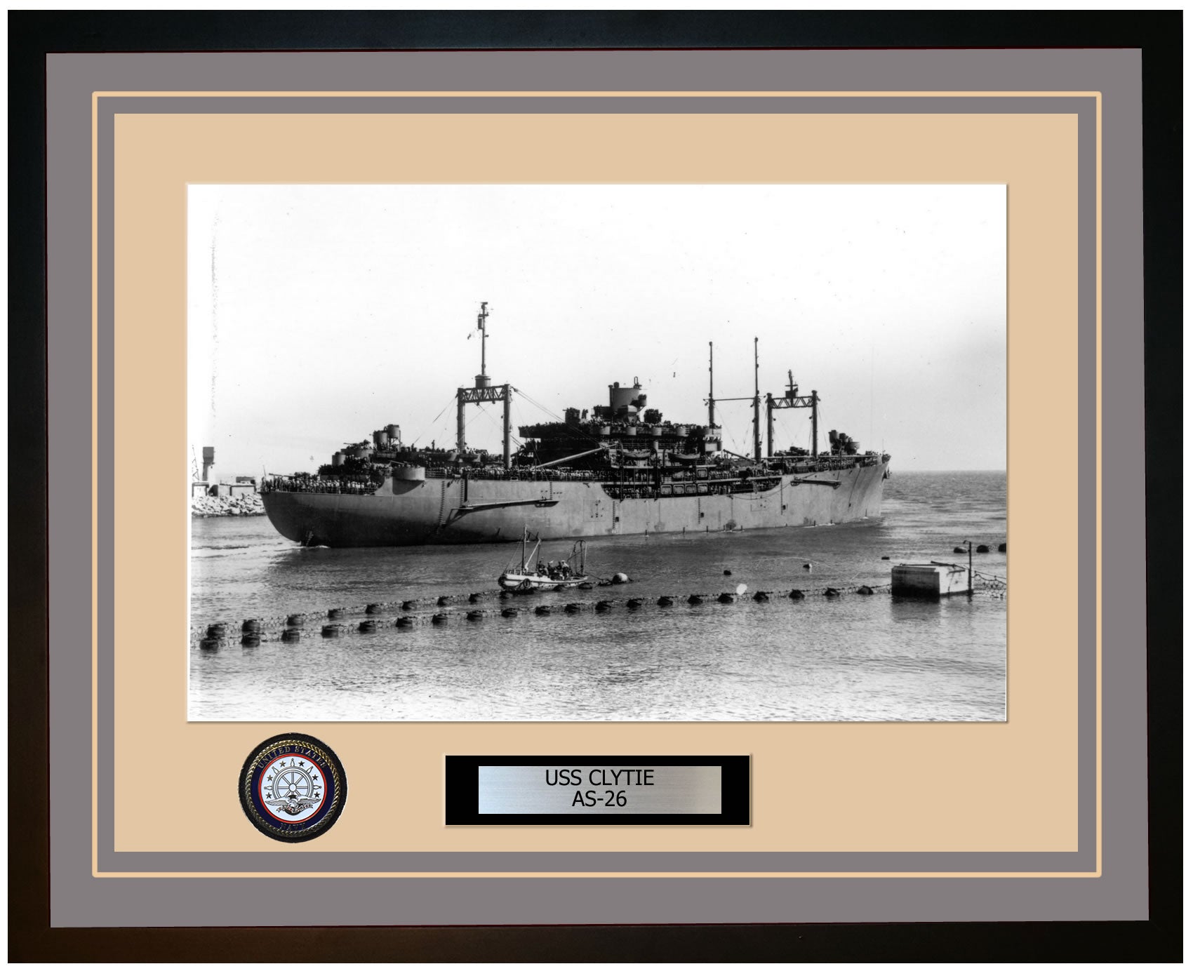 USS CLYTIE AS-26 Framed Navy Ship Photo Grey