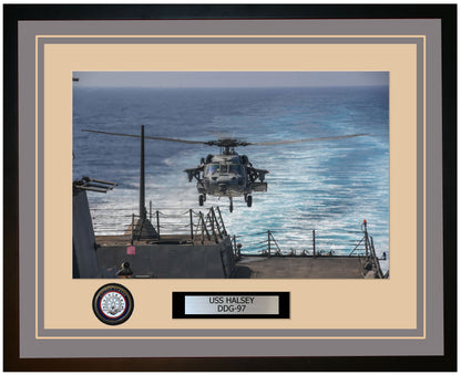 USS HALSEY DDG-97 Framed Navy Ship Photo Grey