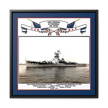 USS Joseph K Taussig DE-1030 Navy Floating Frame Photo Front View