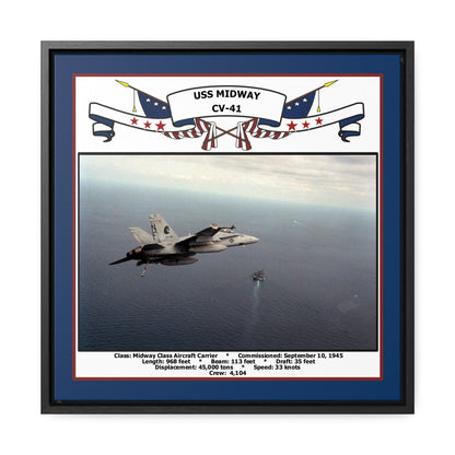 USS Midway CV-41 Navy Floating Frame Photo Front View