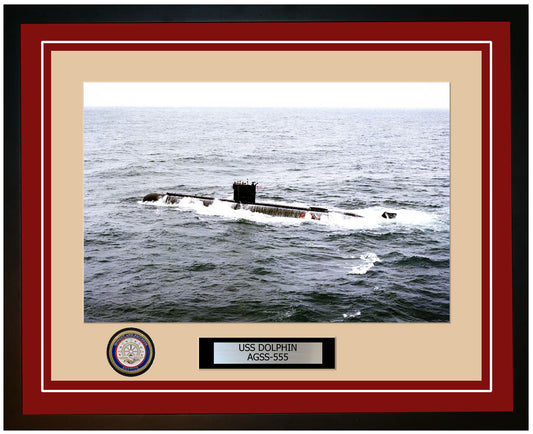 USS Dolphin AGSS-555 Framed Navy Ship Photo Burgundy