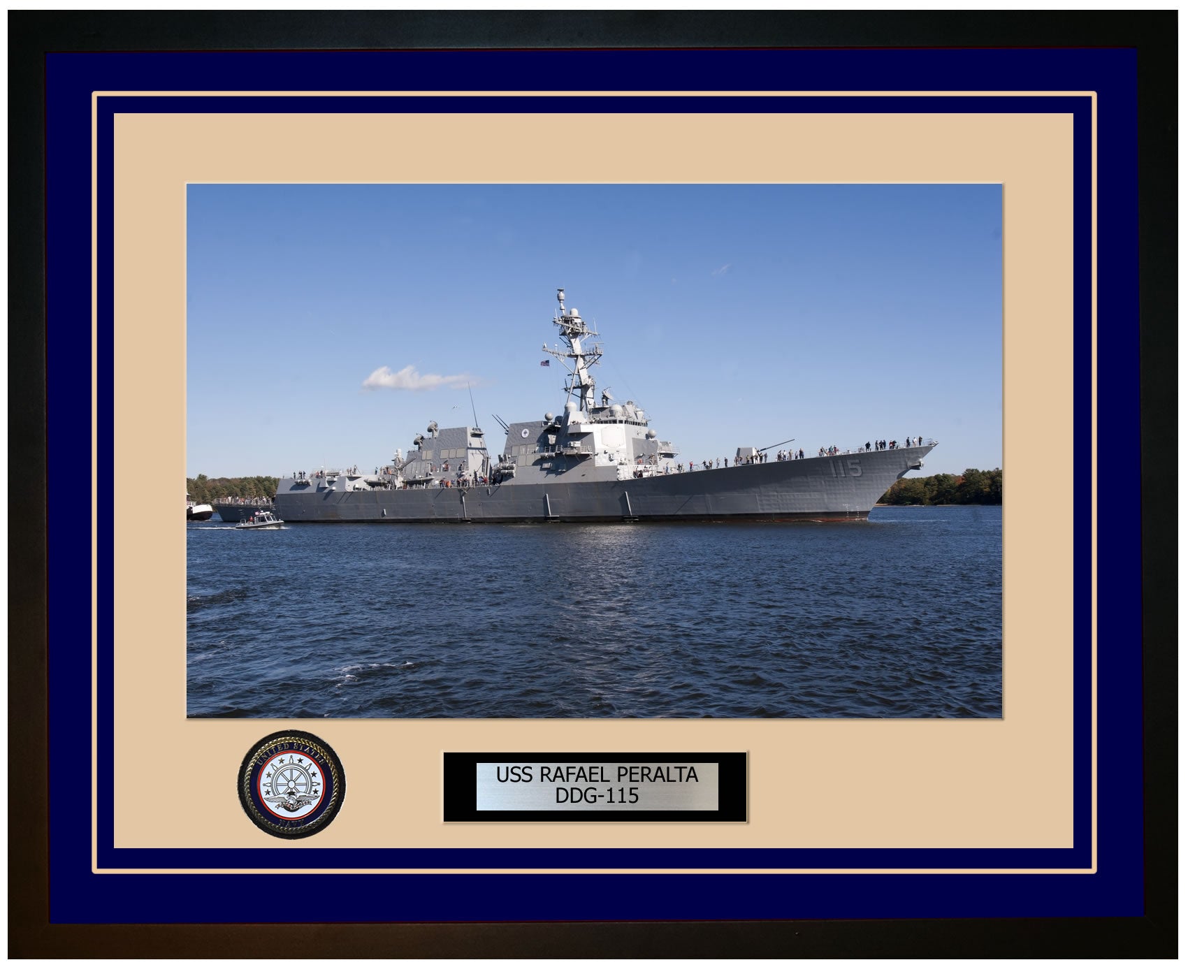 USS RAFAEL PERALTA DDG-115 Framed Navy Ship Photo Blue