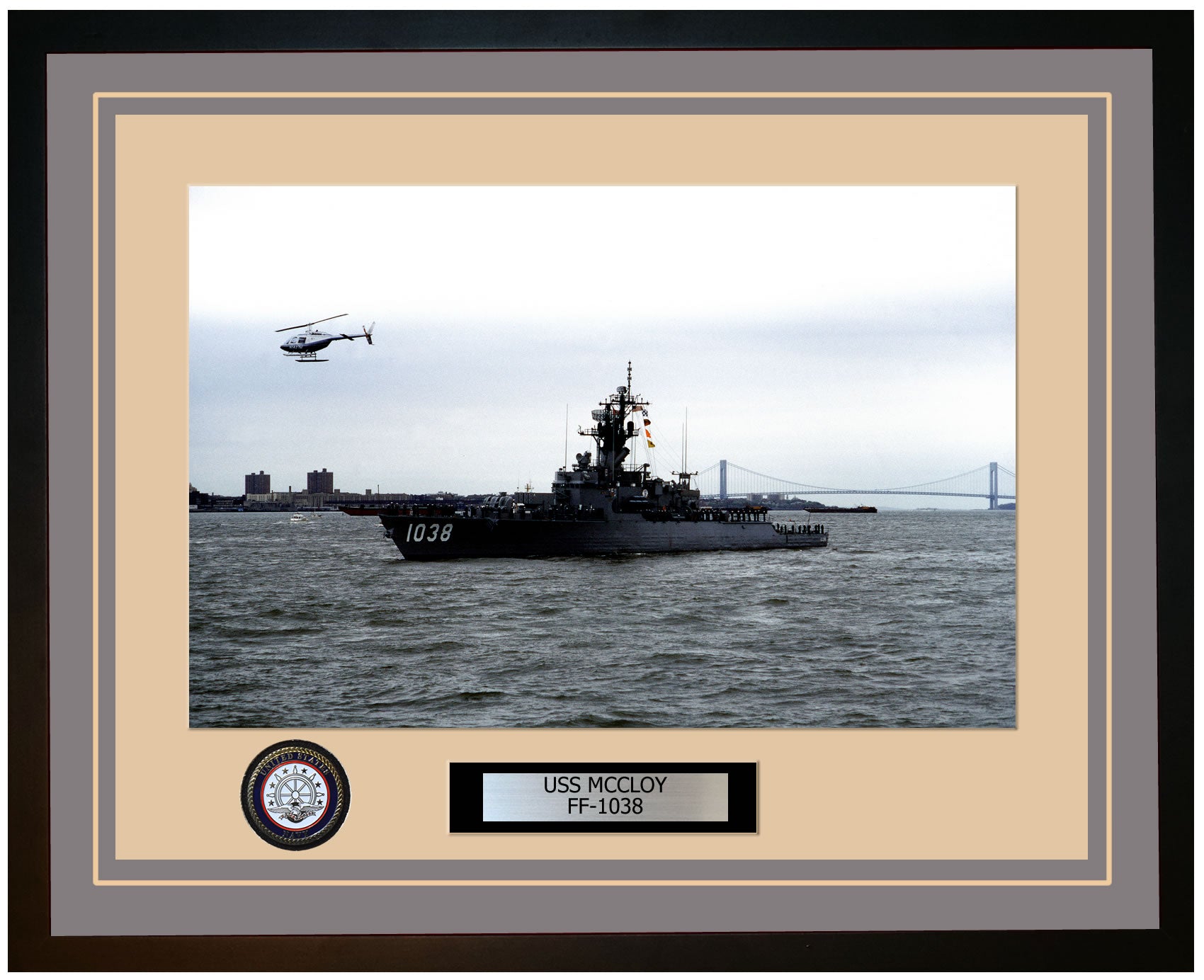 USS MCCLOY FF-1038 Framed Navy Ship Photo Grey