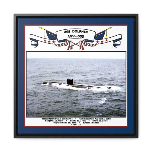 USS Dolphin AGSS-555 Navy Floating Frame Photo Front View
