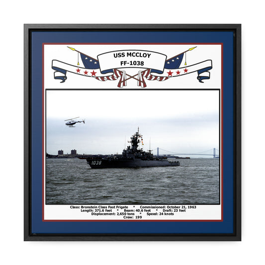 USS Mccloy FF-1038 Navy Floating Frame Photo Front View