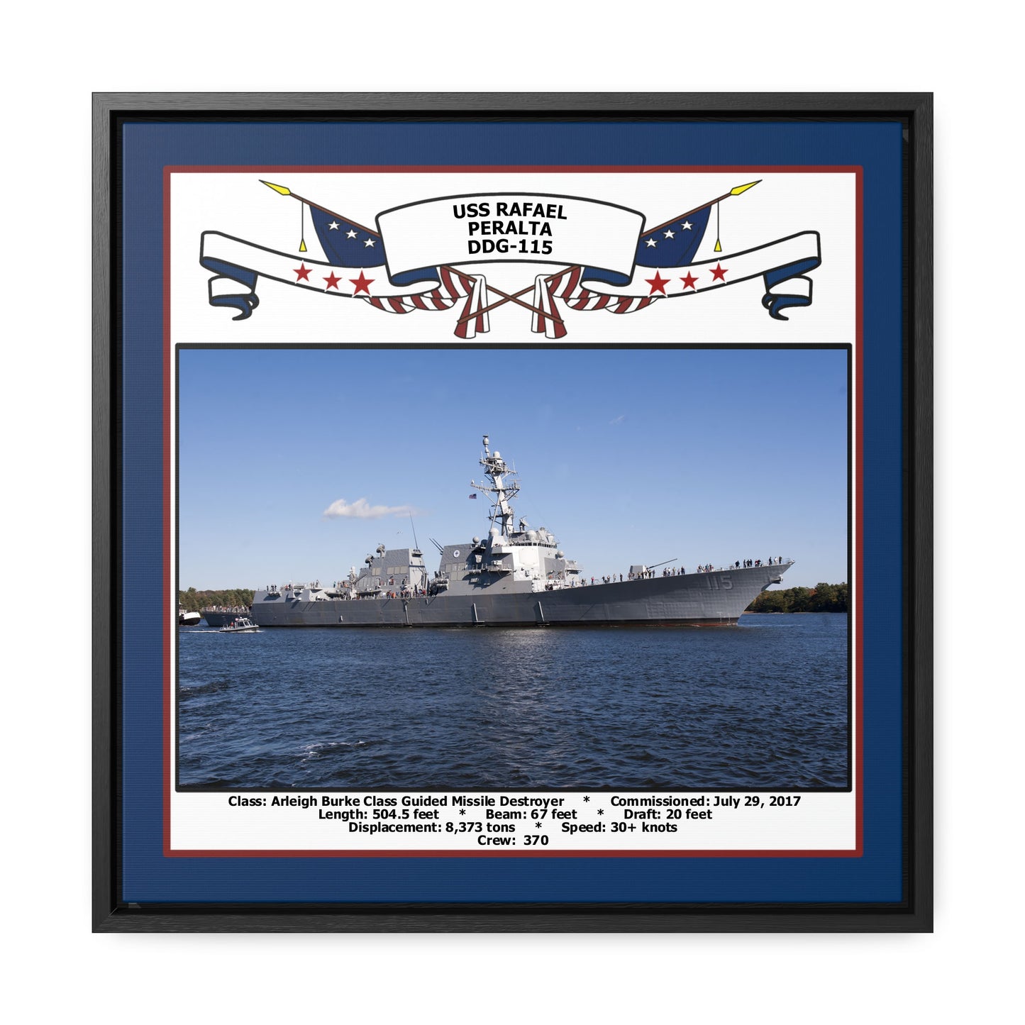 USS Rafael Peralta DDG-115 Navy Floating Frame Photo Front View