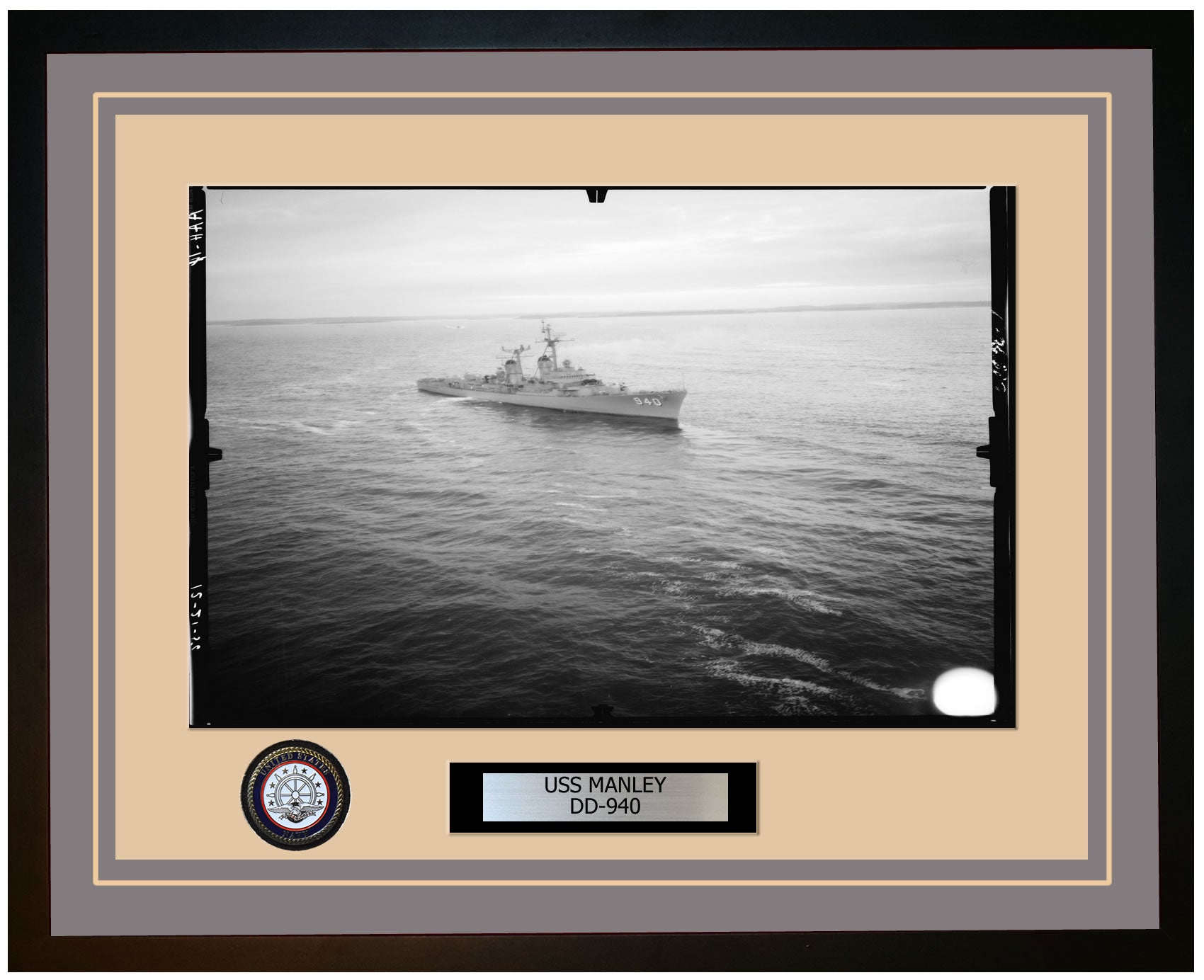 USS MANLEY DD-940 Framed Navy Ship Photo Grey