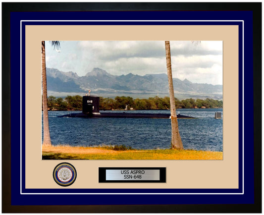 USS Aspro SSN-648 Framed Navy Ship Photo Blue