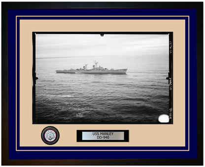 USS MANLEY DD-940 Framed Navy Ship Photo Blue