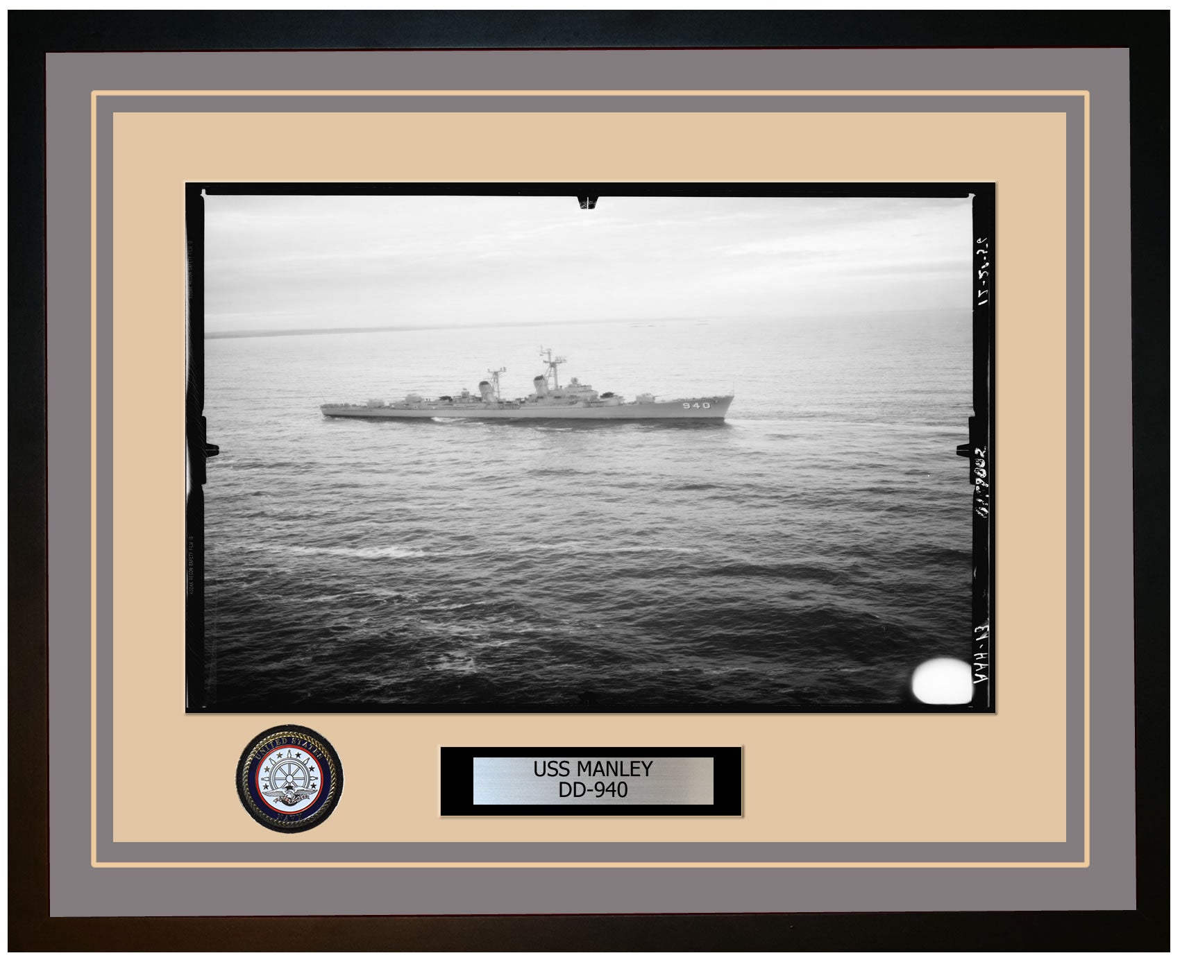 USS MANLEY DD-940 Framed Navy Ship Photo Grey