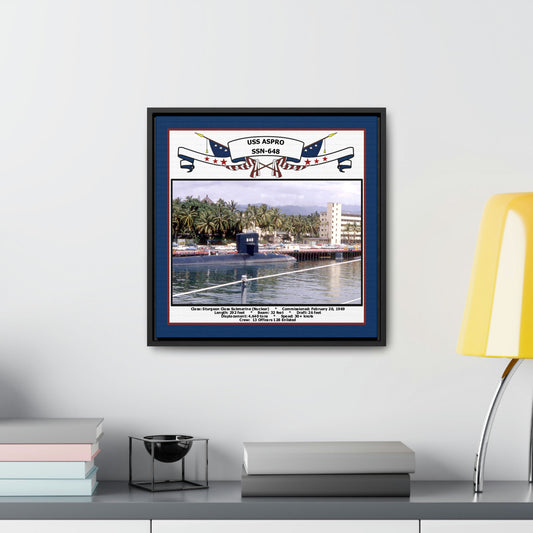 USS Aspro SSN-648 Navy Floating Frame Photo Desk View