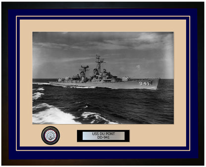 USS DU PONT DD-941 Framed Navy Ship Photo Blue