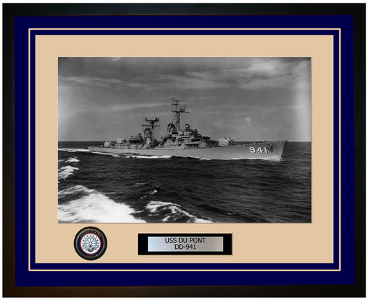USS DU PONT DD-941 Framed Navy Ship Photo Blue
