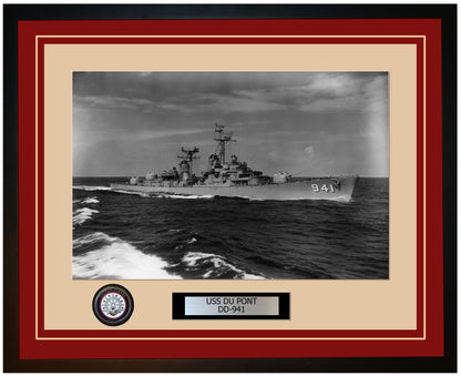USS DU PONT DD-941 Framed Navy Ship Photo Burgundy