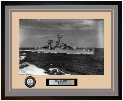 USS DU PONT DD-941 Framed Navy Ship Photo Grey